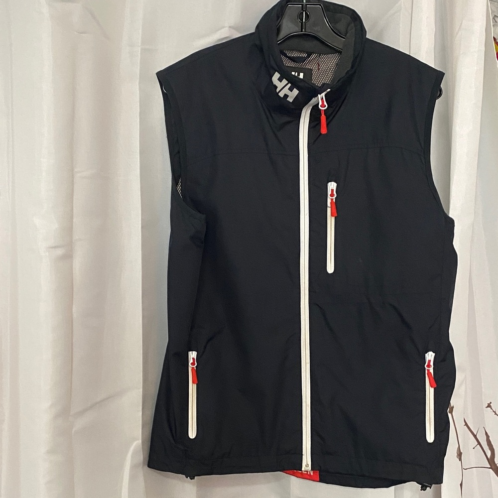 Helly Hansen Men's Black Vest with Red and White Accents